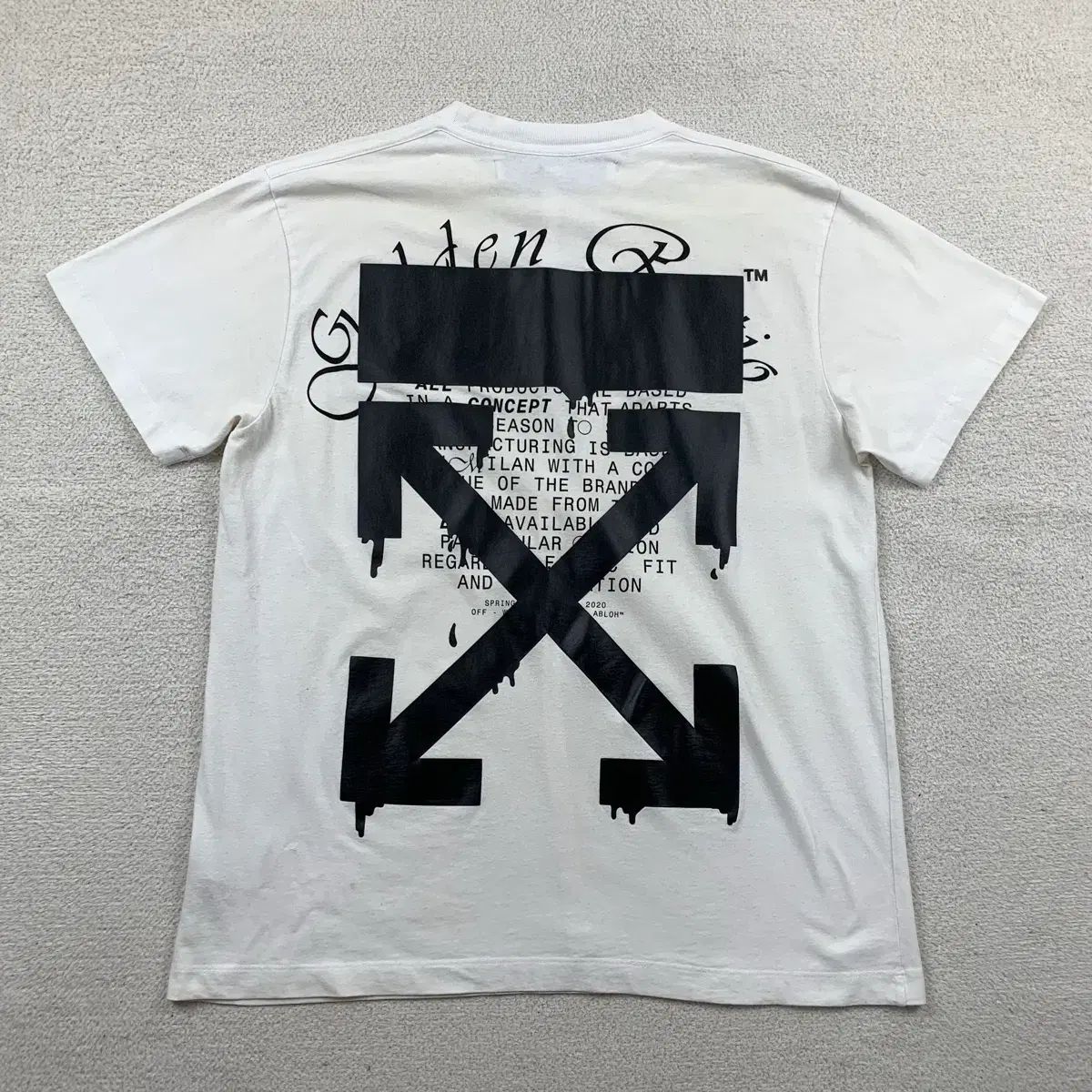 オフホワイト ドリッピング アロー グラフィック 半袖 Tシャツ 白
