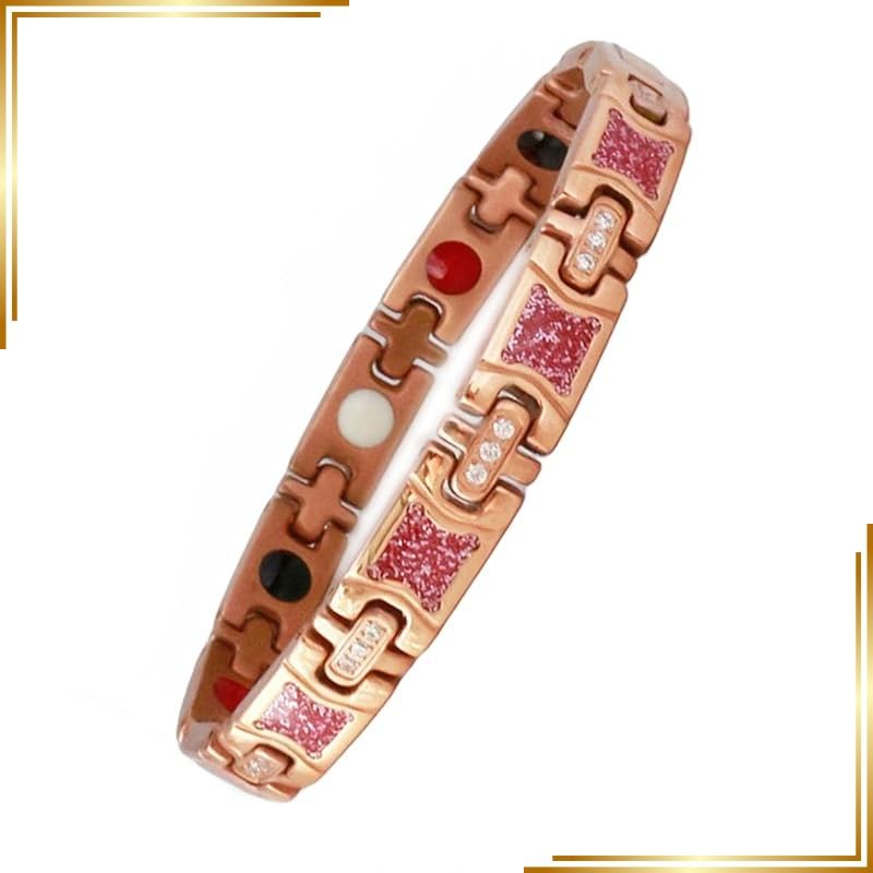 【新品】 [Ｈ ＨＡＲＵＣＯ] ゲルマニウム ブレスレット レディース チタン マイナスイオン 遠赤外線 磁石ブレスレット 女性 バレンタイン 母の日 プレゼント (ピンク-Pink)
