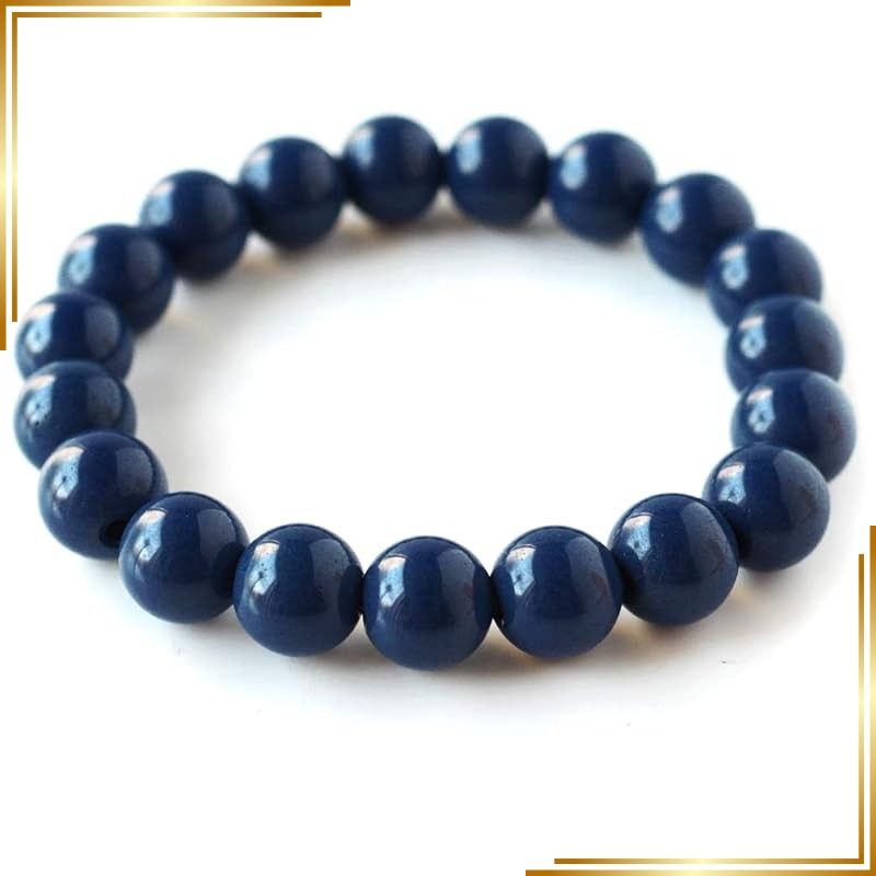 【新品】 [GOLD STONE] 青色 北投石 ブレスレット 10mm 台湾産 マイナスイオン測定済み ラジウム ブルー ホクトライト 内径 約14.5cm