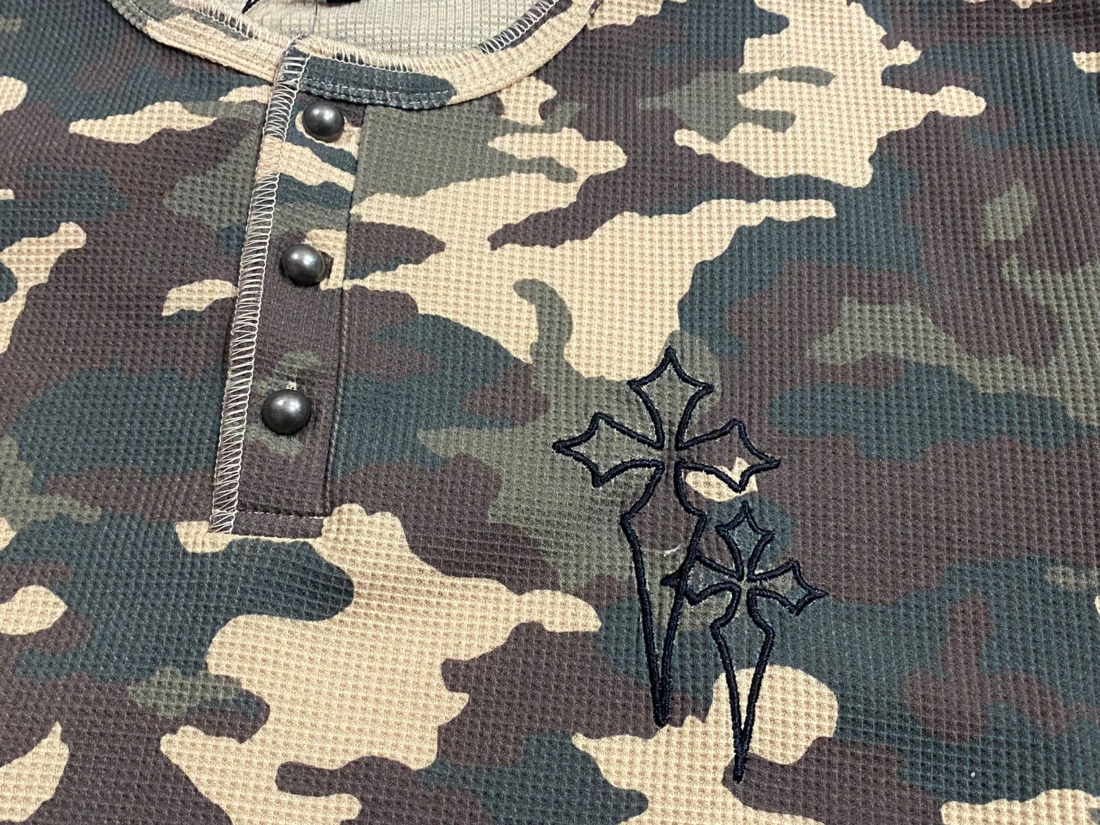 BIKE STAR サーマル　ロンT 迷彩　ヘンリーネック　y2k swag 新品/人気品番] BIKE STAR サーマルTシャツ 迷彩 ヘンリーネック