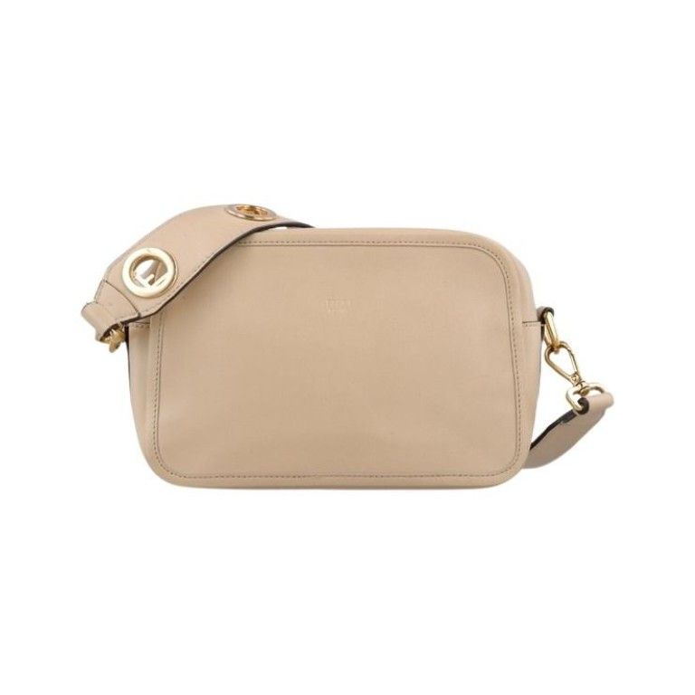 FENDI フェンディ ショルダーバッグ キャム 8BT287 ベージュ系 レザー レディース ゴールド金具 美品