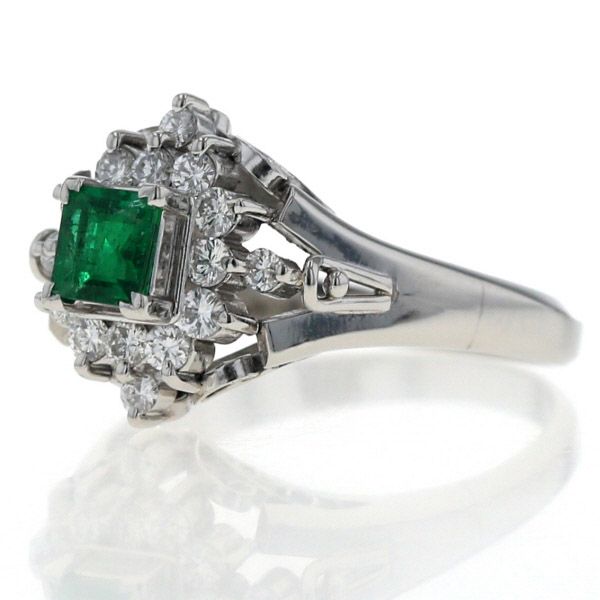 伊勢丹 Pt900 プラチナ リング エメラルド 0.29ct ダイヤモンド 0.27ct 