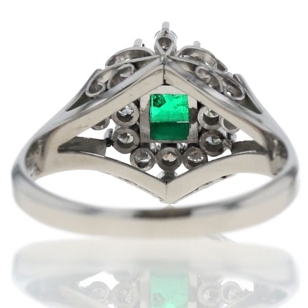 伊勢丹 Pt900 プラチナ リング エメラルド 0.29ct ダイヤモンド 0.27ct 