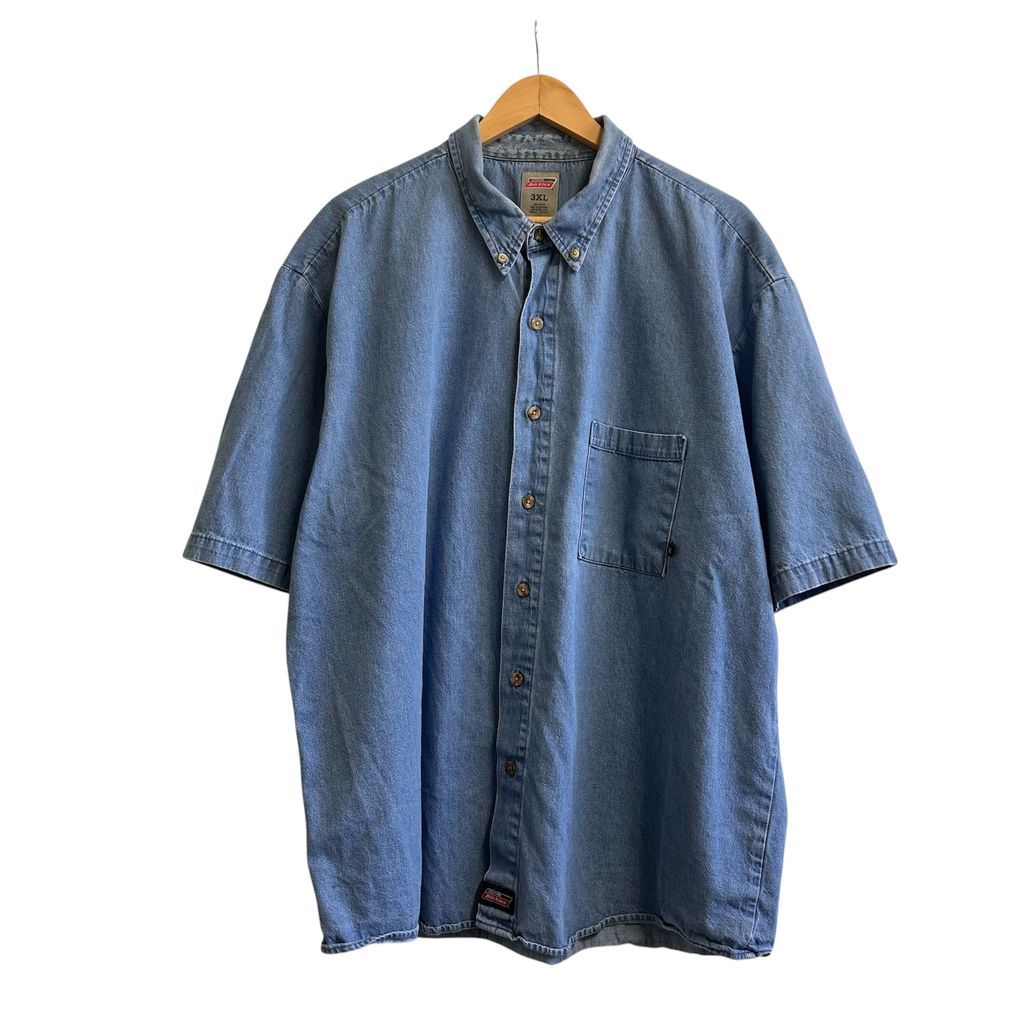 Dickies デッキーズ 半袖シャツ デニムシャツ ワークシャツ ハンドペイント 青 ブルー SIZE 3XL NO.T461