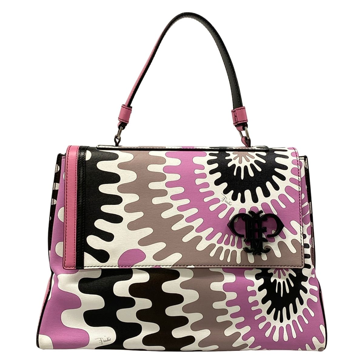 EMILIO PUCCI(PUCCI)(エミリオプッチ) ハンドバッグ - ライトパープル×白×黒 レザー