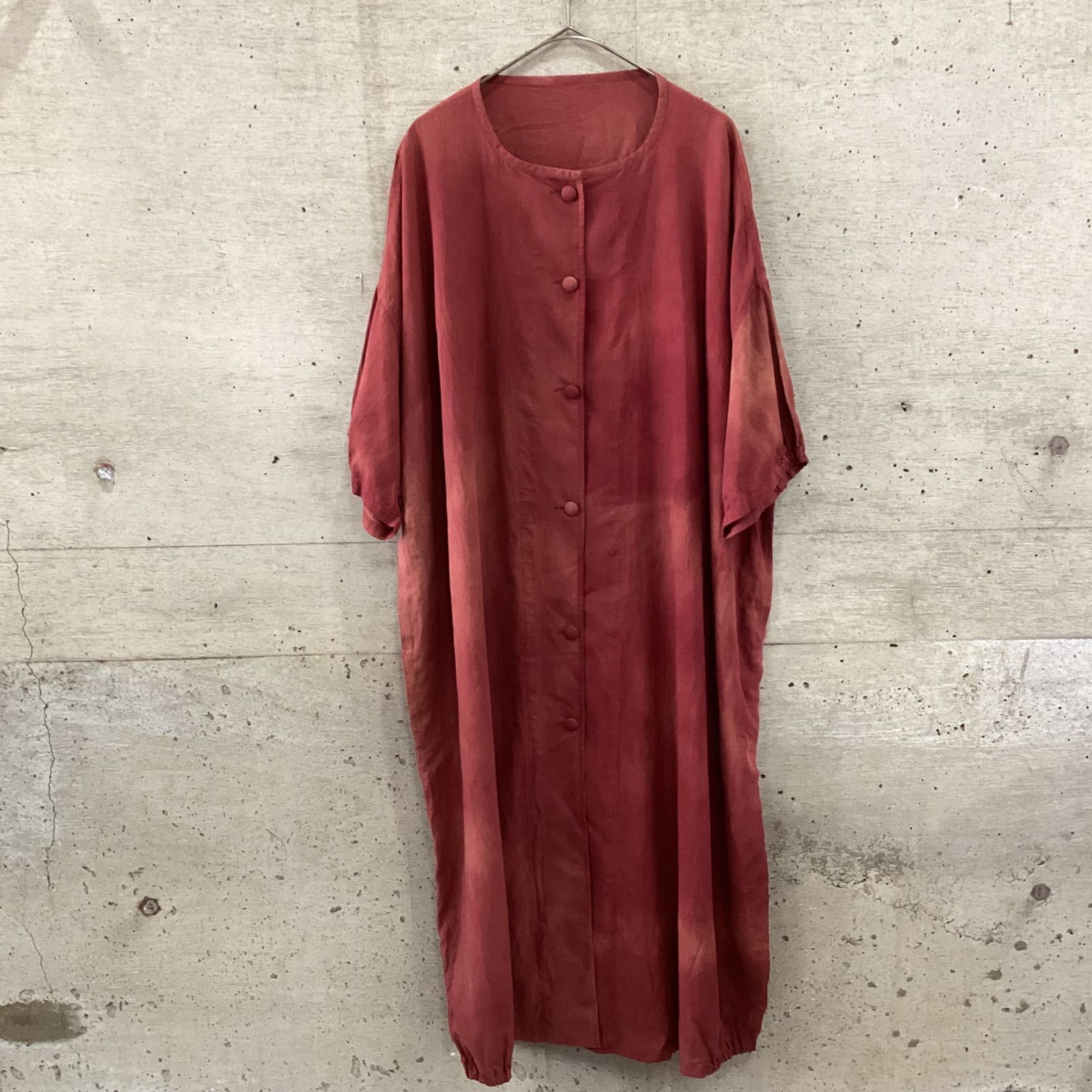 今尾知子創作服　赤茶染めロングワンピース