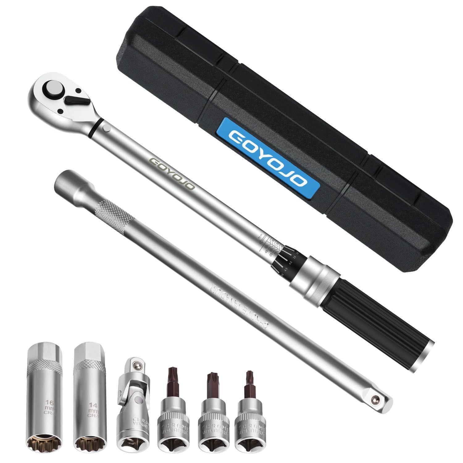 ☆新品☆GOYOJO トルクレンチ プレセット型 磁気薄型スパークプラグ 8点セット 差込角(3/8インチ) 10-60N.m 両回転対応 トルク精度 ±3% 自動車用、自電車、オートバイ、機械の整備 タイヤ交換 作業工具 （ 10-60N. 432bdd38