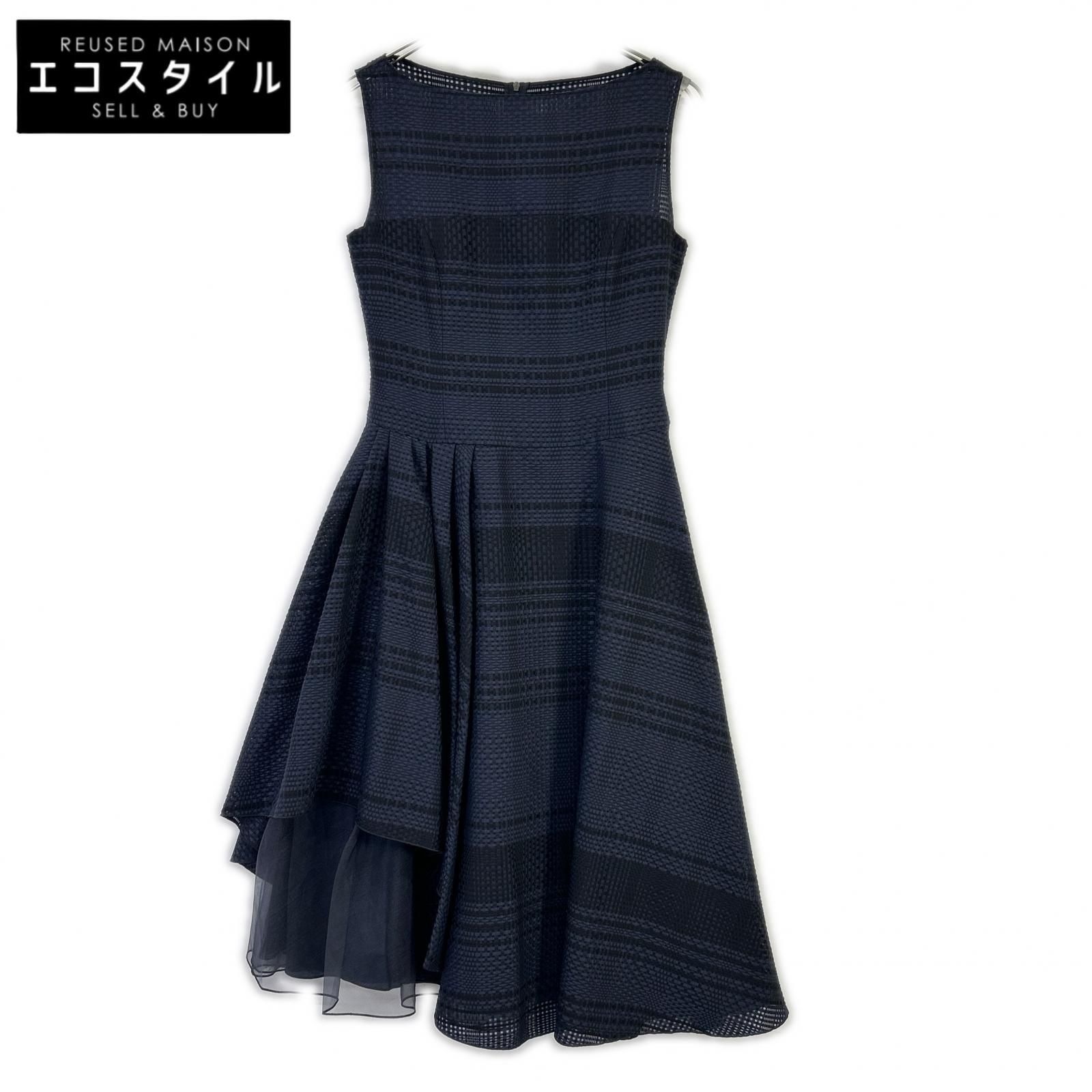 FOXEY BOUTIQUE　フォクシーブティック　39566-S0FZ422K ネイビー ボーダー ノースリーブワンピース　38