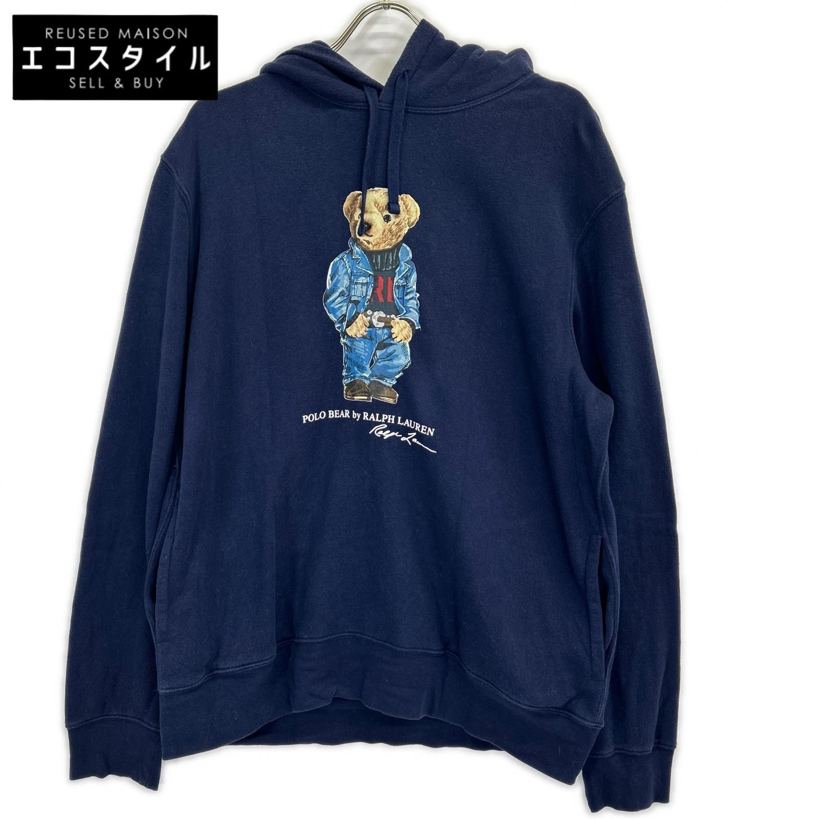 POLO RALPH LAUREN　ポロ ラルフローレン　ネイビー コットン ポロベア プルパーカー　L