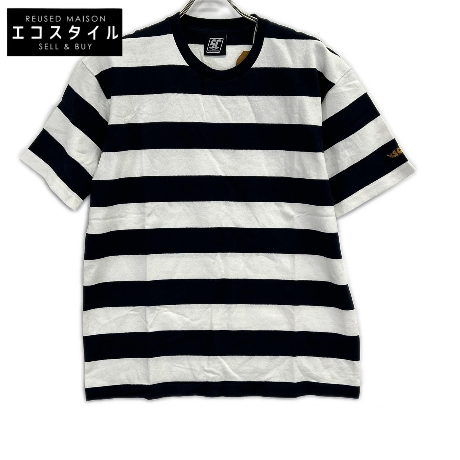 SC Subculture　エスシー サブカルチャー　SCST-S2402 ネイビー×ホワイト コットン ロゴワッペン BORDER SHORTSLEEVE T-SHIRT　1