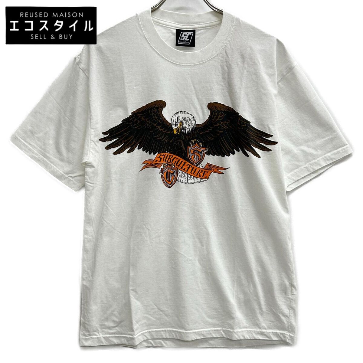 SC Subculture　エスシー サブカルチャー　SCST-S2206 ホワイト コットン EMBLEM EAGLE T-SHIRT　1