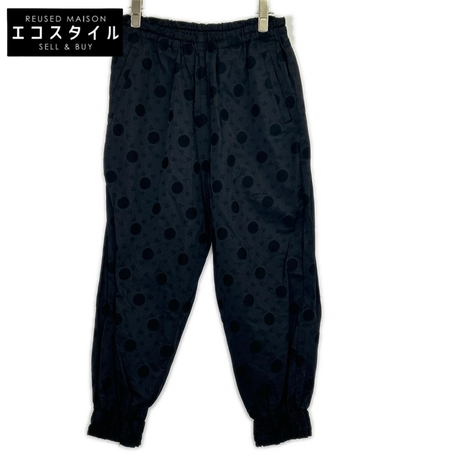 tricotCOMMEdesGARCONS トリココムデギャルソン TD-P004 ブラック ドット/クローバー テーパードギャザパンツ S