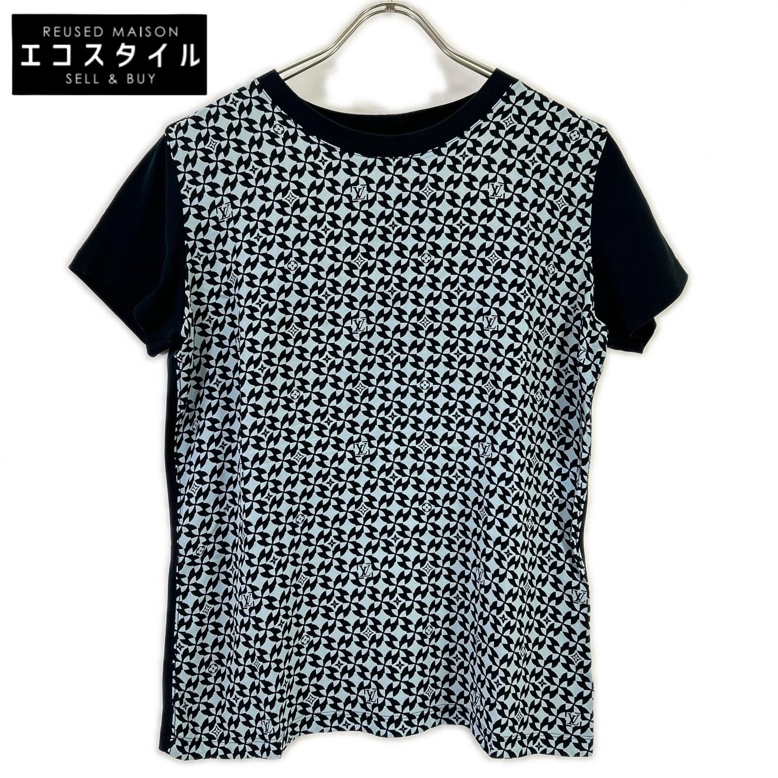 LOUIS VUITTON　ルイヴィトン　FBTS10X3G モノグラム総柄シルク切り替え半袖Tシャツ　M