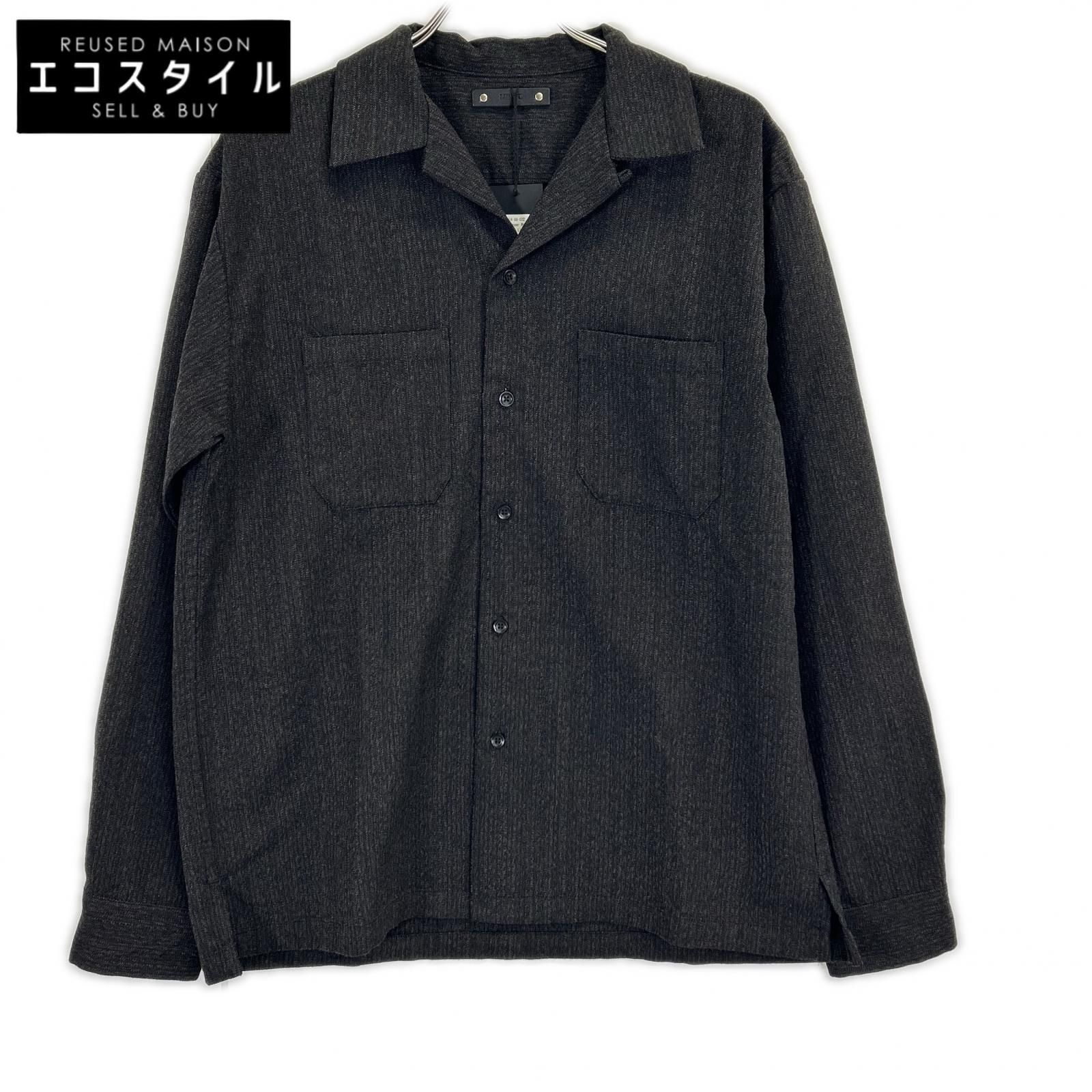 MINEDENIM　マインデニム　2409-5004-69-022 ブラック Open Collar L/S SH ウールシャツジャケット　2