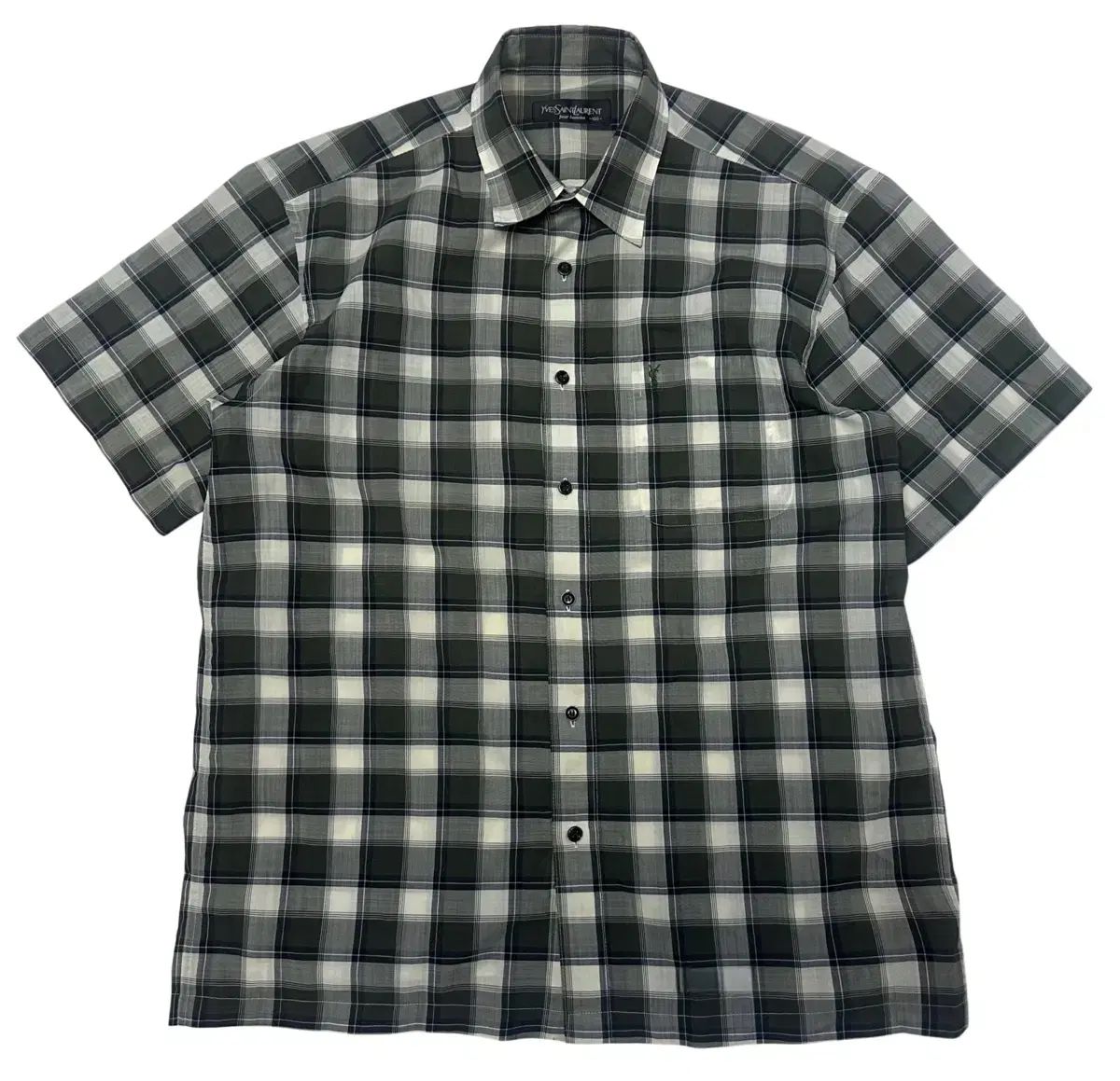 YVES SAINT LAURENT イヴ・サンローラン Pour Homme オム CHECK チェック半袖 シャツ 100