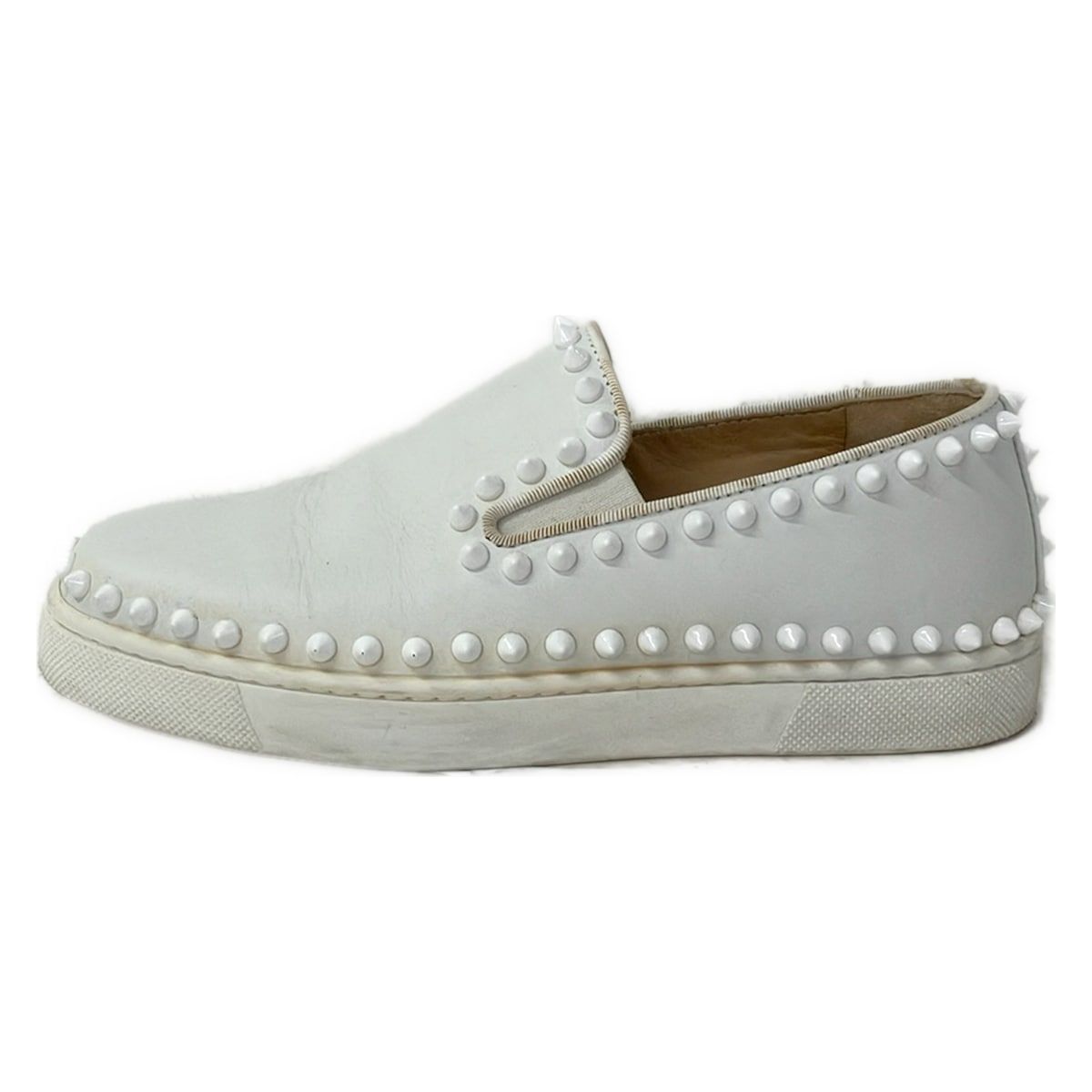 CHRISTIAN LOUBOUTIN(クリスチャンルブタン) スリッポン 34 1/2 レディース ピックボート 1140848 白 スタッズ レザー