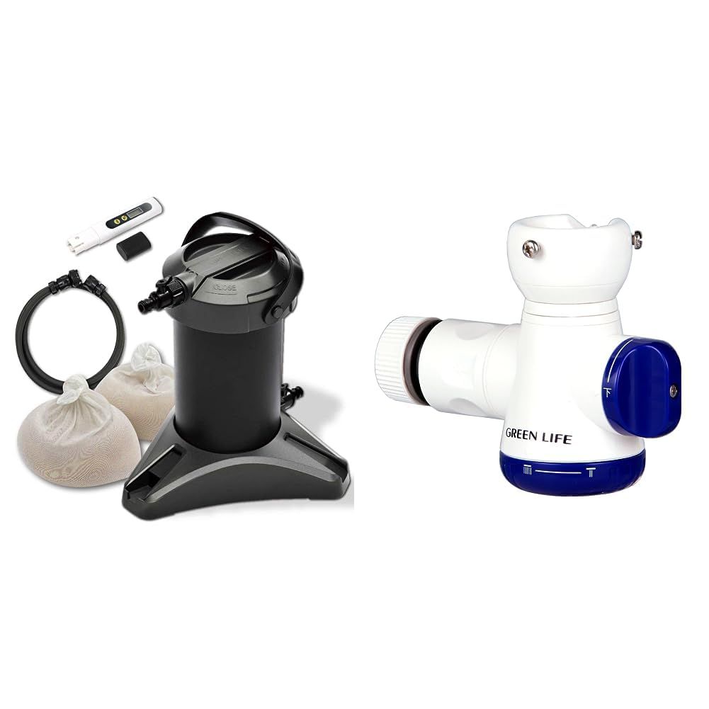 特価商品 グリーンライフ 純水器 イオン交換樹脂カートリッジ2個付き 洗車後の拭き上げ不要 水シミの発生を防ぐ ワンタッチ接続 洗車 Purenish Plus JU-02 &シャワー付き蛇口コネクター 二又タイプ水流方向がワンタッチ切替 5.3×9.8×13