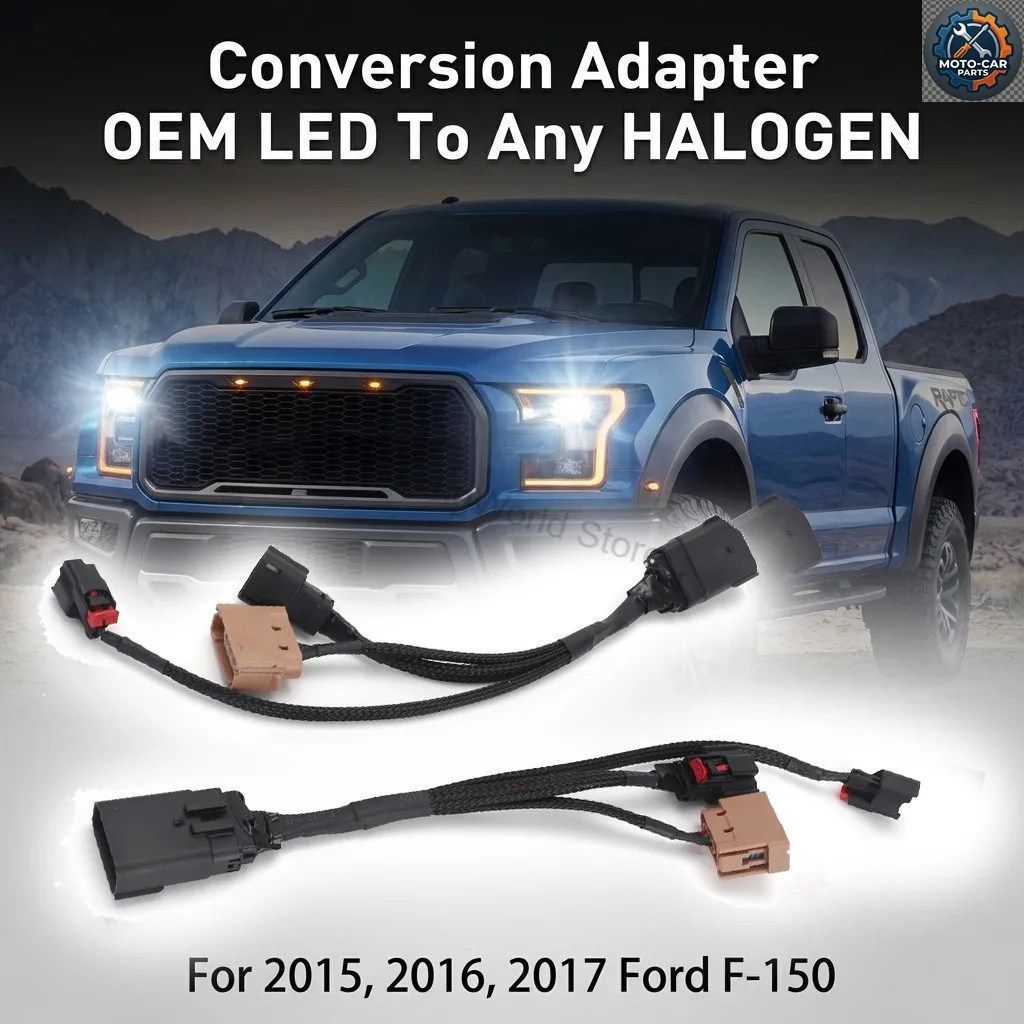 フォード F-150 2015 2016 2017 LED からあらゆるハロゲンヘッドライトへのアダプターハーネス変換キット 1ペア