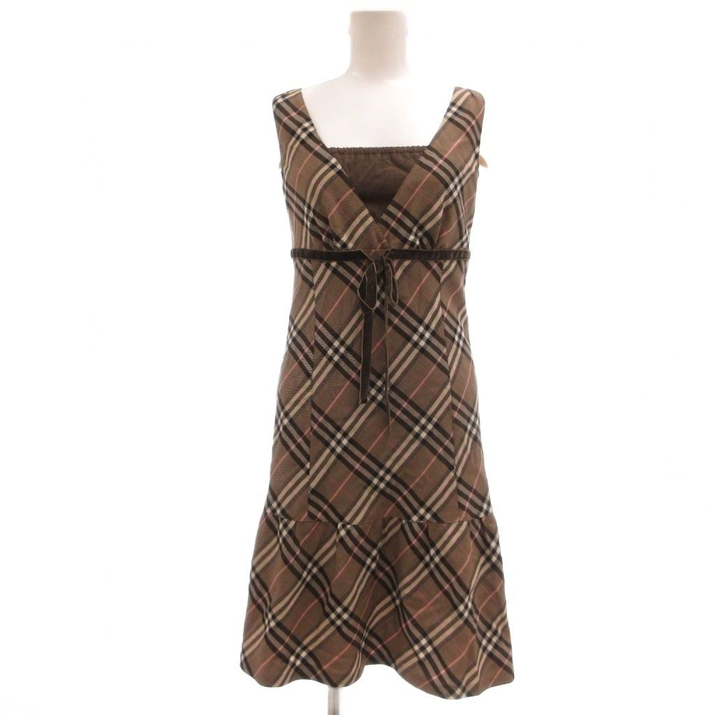 バーバリーブルーレーベル BURBERRY BLUE LABEL ワンピース ひざ丈 ノバチェック柄 チェック柄 38 ベージュ FMF20-627-56 /MG ■IBO93