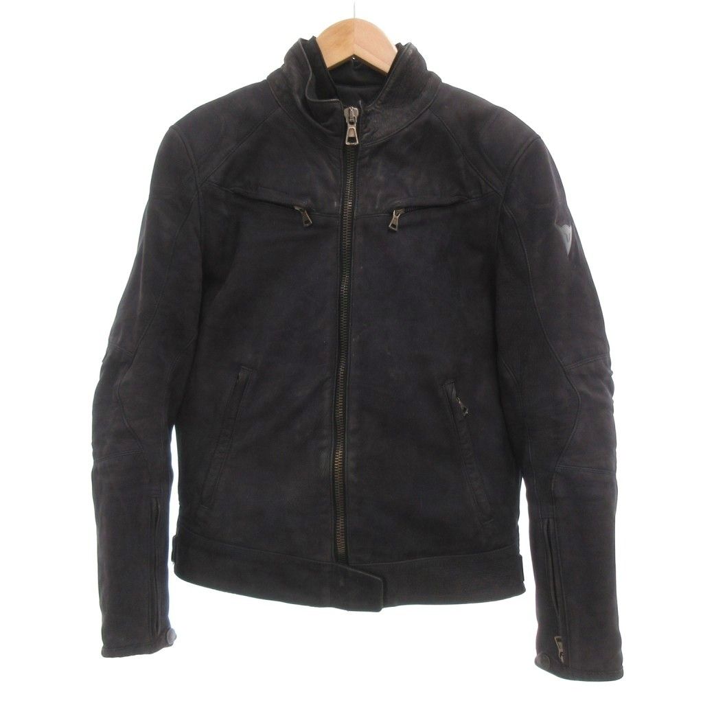 ダイネーゼ Dainese ブラックホーク ヌバックレザー ジャケット 牛革 プロテクター ライナー付き 44 黒 ブラック /UO ■GY74