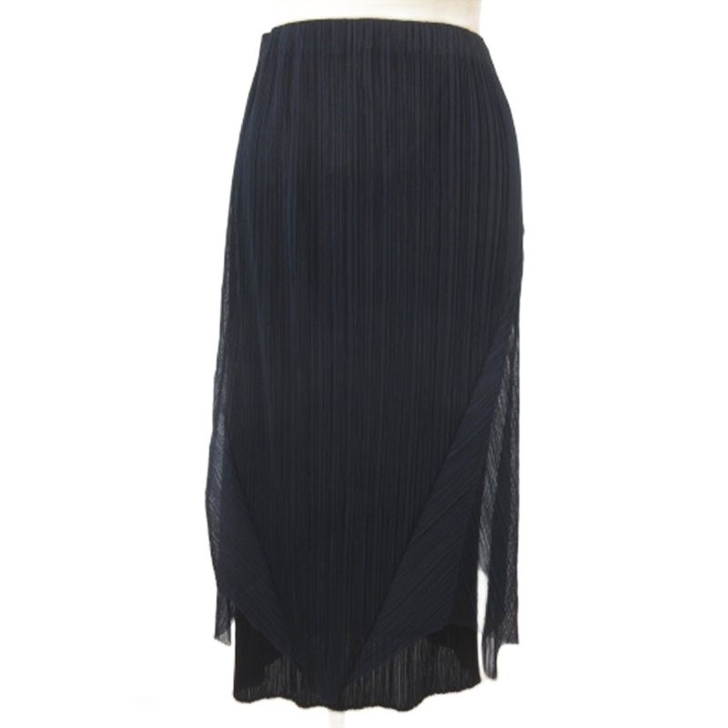プリーツプリーズ PLEATS PLEASE レイヤード プリーツ スカート ロング イージー ネイビー 2 18,648円
