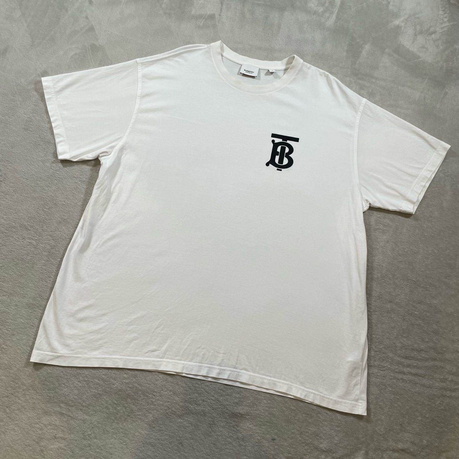BURBERRY バーバリー 半袖Tシャツ 半袖 Tシャツ トップス ロゴT TBロゴ ホワイトコットン メンズ Lサイズ 17228