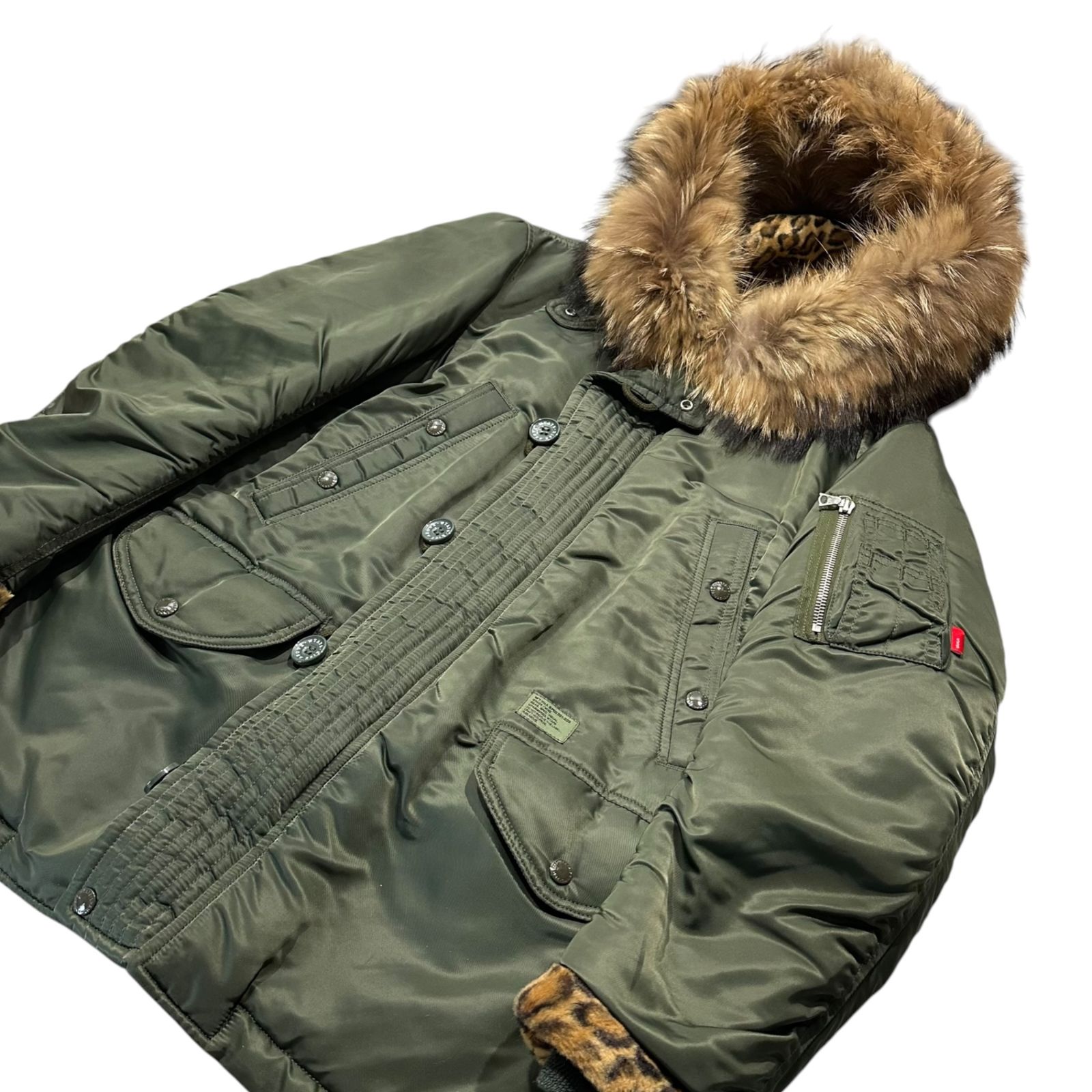 WTAPS(ダブルタップス) 10AW N-3B JACKET FIELD NYLON TWILL ファー ミリタリー ジャケット 102GWDT-JKM04 M カーキ ROKUDENASHI期 レオパード
