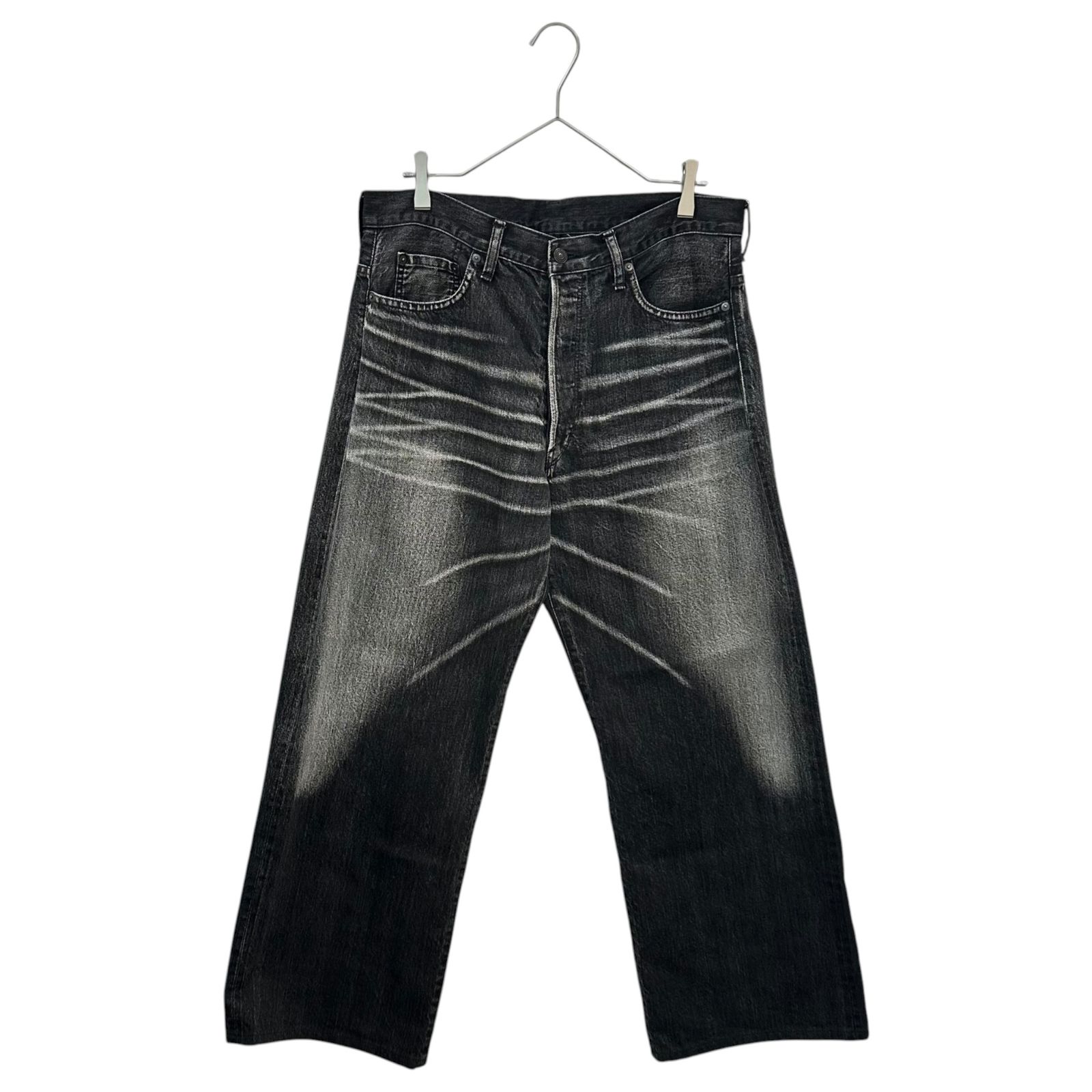 YOHJI YAMAMOTO POUR HOMME(ヨウジヤマモトプールオム) 2019SS 「REPLICA 2002」 Heavily Distressed Button-Fly Black Denim Pants ハード ユーズド加工 ブラック デニム