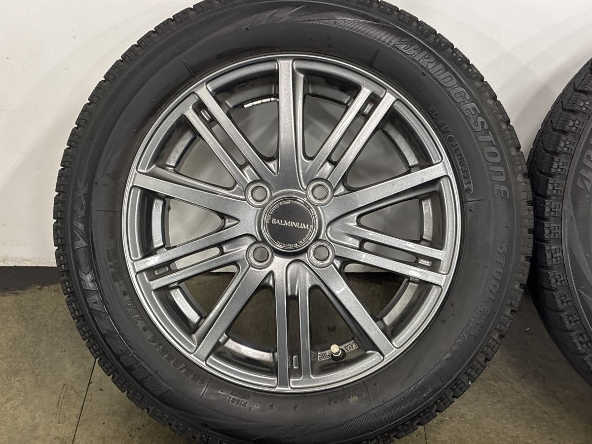 【美品】バルミナ 14in 4.5J +45 PCD100 ブリヂストン ブリザック VRX 155/65R14 N-BOX デイズ スペーシア ミライース ムーブ タント