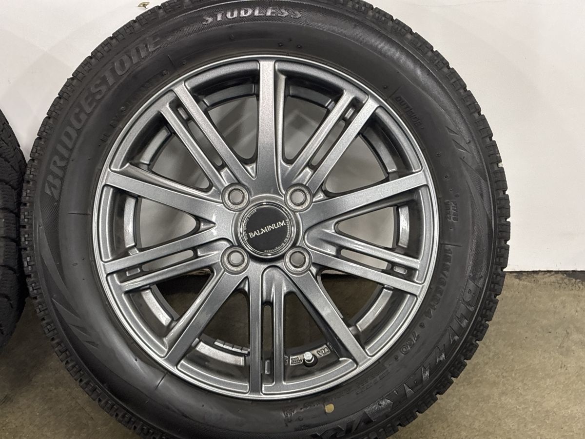【美品】バルミナ 14in 4.5J +45 PCD100 ブリヂストン ブリザック VRX 155/65R14 N-BOX デイズ スペーシア ミライース ムーブ タント