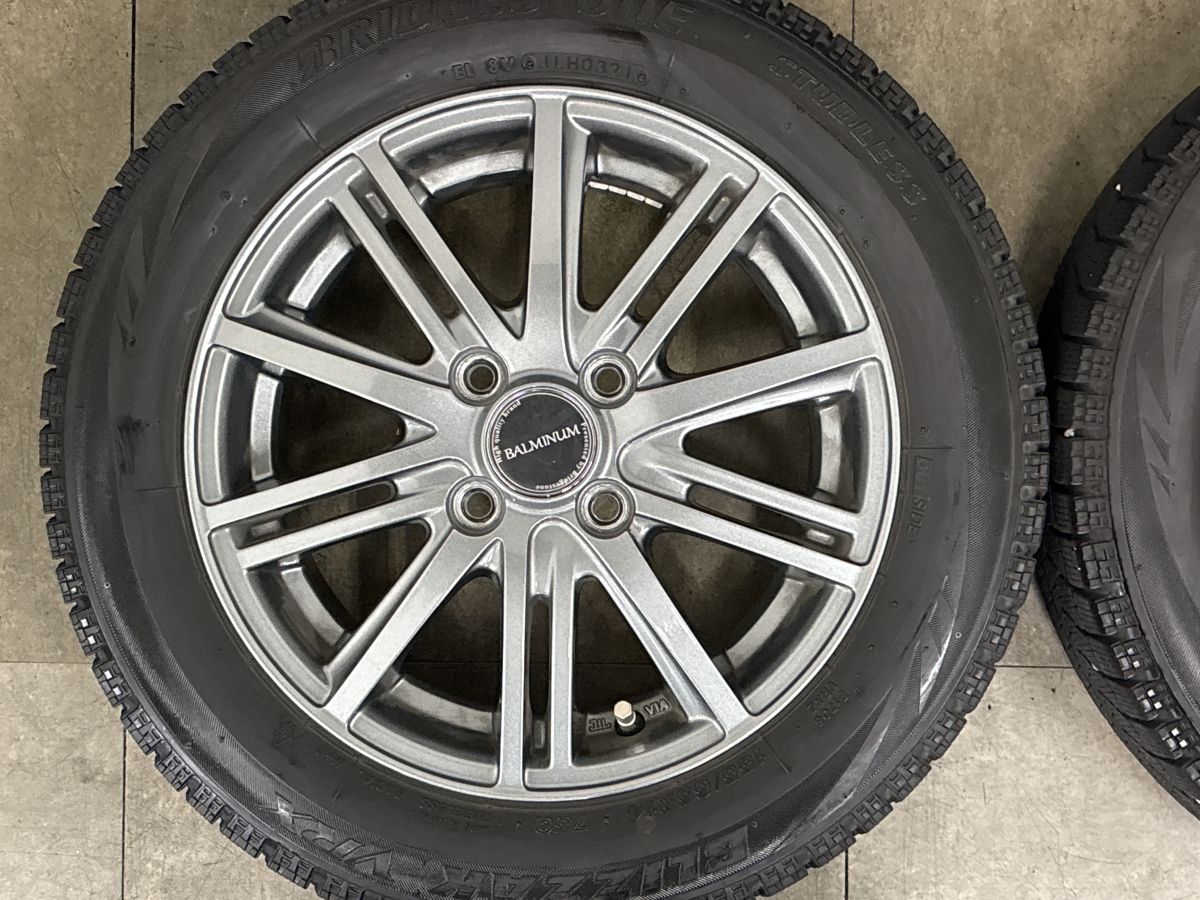 【美品】バルミナ 14in 4.5J +45 PCD100 ブリヂストン ブリザック VRX 155/65R14 N-BOX デイズ スペーシア ミライース ムーブ タント