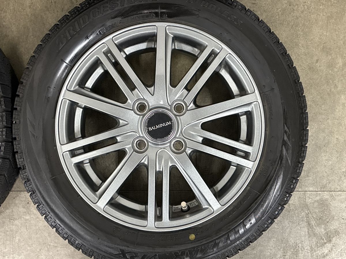 【美品】バルミナ 14in 4.5J +45 PCD100 ブリヂストン ブリザック VRX 155/65R14 N-BOX デイズ スペーシア ミライース ムーブ タント