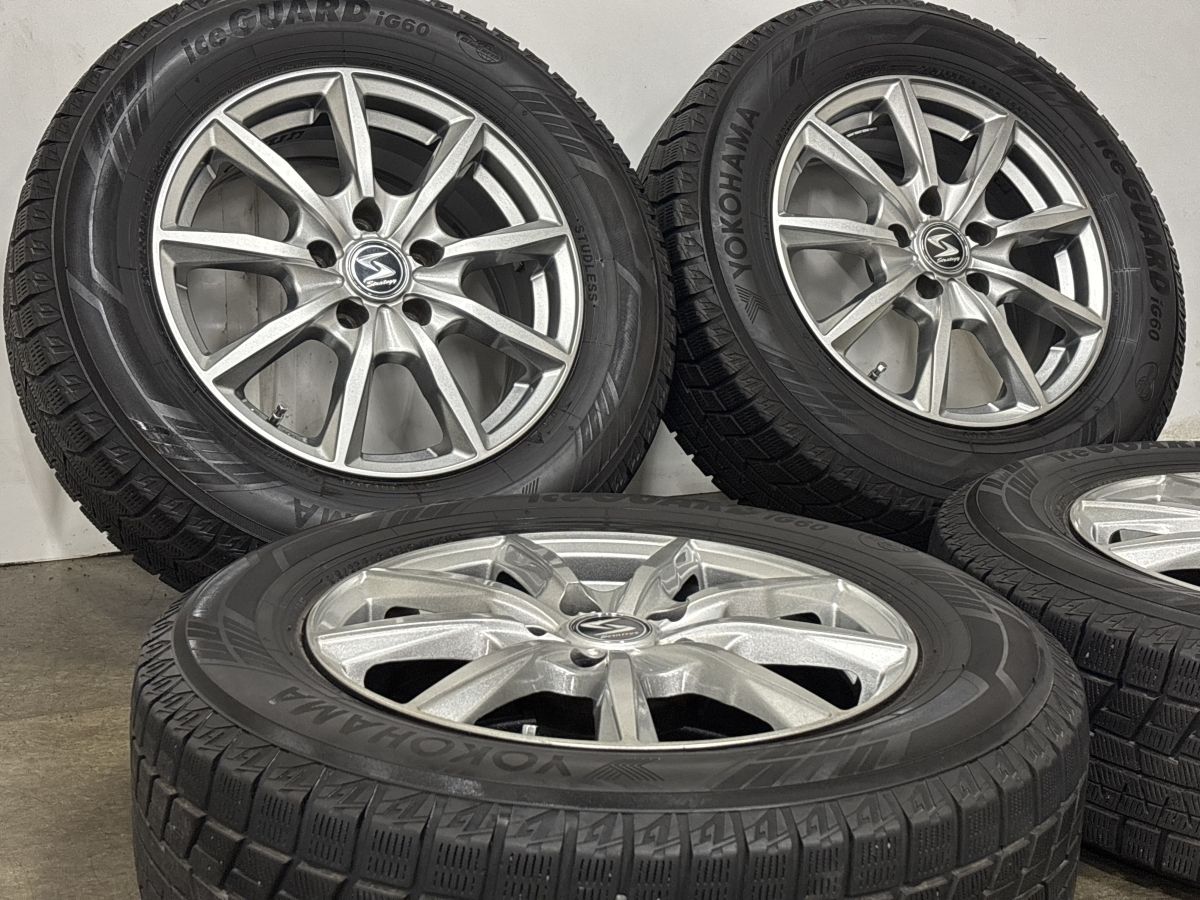 【美品 バリ溝】Strategy 16in 6.5J +38 PCD114.3 ヨコハマ アイスガード iG60 215/65R16 アルファード ヴェルファイア エルグランド