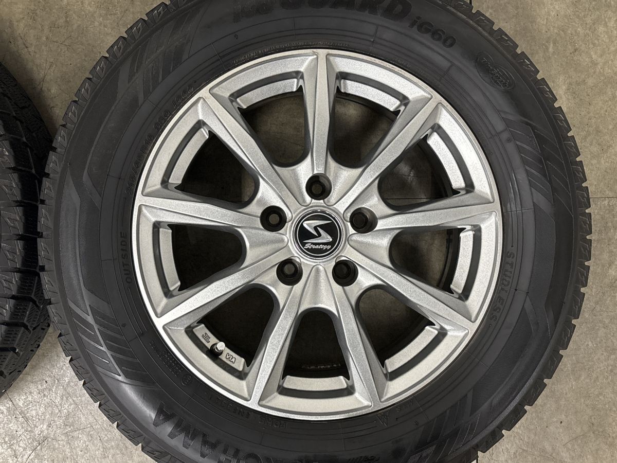 【美品 バリ溝】Strategy 16in 6.5J +38 PCD114.3 ヨコハマ アイスガード iG60 215/65R16 アルファード ヴェルファイア エルグランド