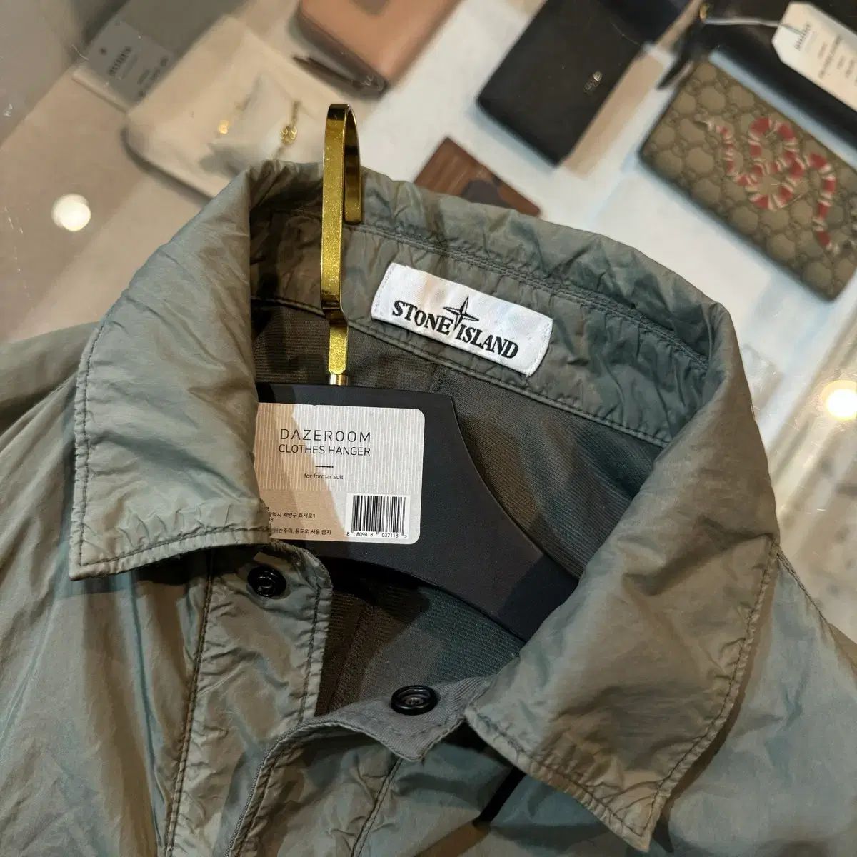 正規品/百貨店購入 ストーンアイランド クリンクルレップス オーバーサイズシャツ ボタン ジャケット カーキ