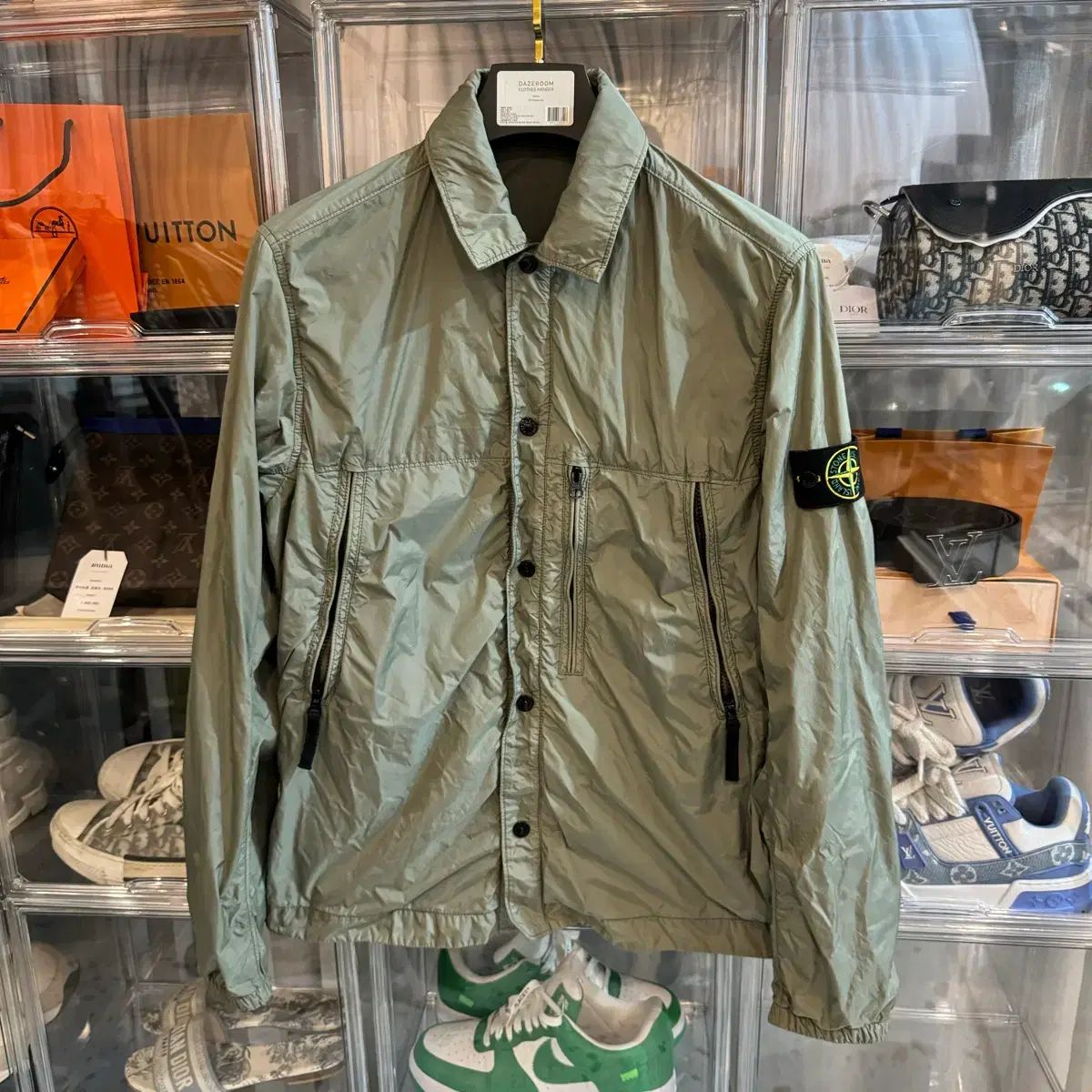 正規品/百貨店購入 ストーンアイランド クリンクルレップス オーバーサイズシャツ ボタン ジャケット カーキ