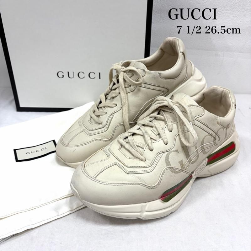 グッチ ライトン レザー スニーカー ロゴ プリント シェリーライン メンズ 26.5cm ISItems【USED】【古着】【中古】50158936
