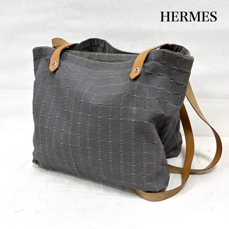 エルメス アメダバ ガバドゥ ダブル ショルダー バッグ トート コットン レザー キャンバス レディース - ISItems【USED】【古着】【中古】50158940