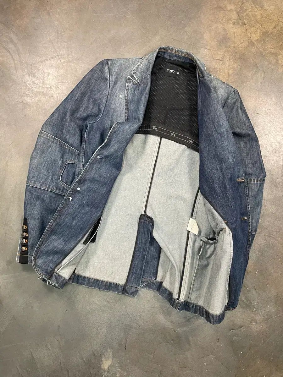 ヴィンテージ ステッチ パッチワーク デニム ブレーザー ジャケット