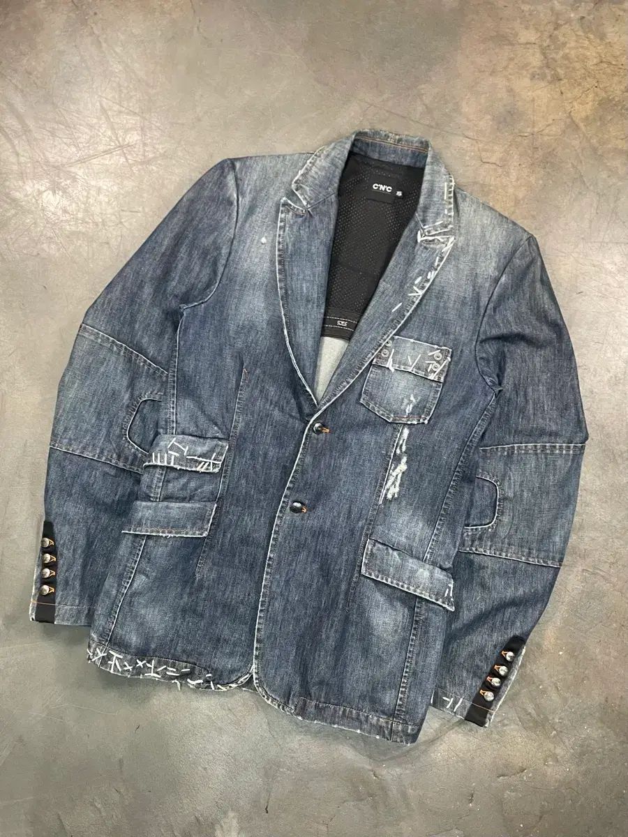 ヴィンテージ ステッチ パッチワーク デニム ブレーザー ジャケット