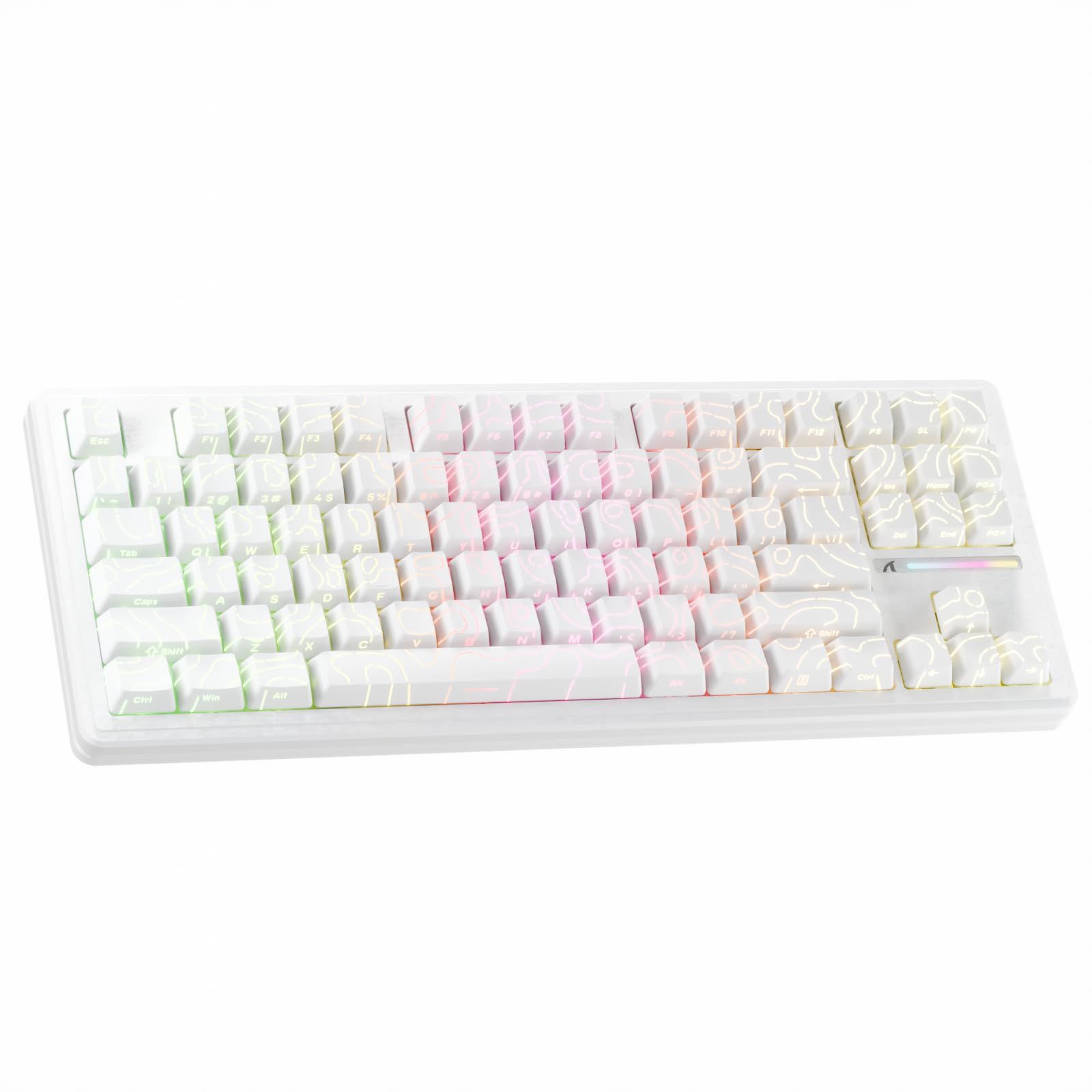 ATTACK SHARK M87PRO コンパクト 3モード メカニカルキーボード Bluetooth/ワイヤレス/有線 2.4GHz TYPE-C 87キー 80% 配列 RGBライト ホットスワップ対応 ガスケット構造 ゲーミングキーボード 白翡翠 shu