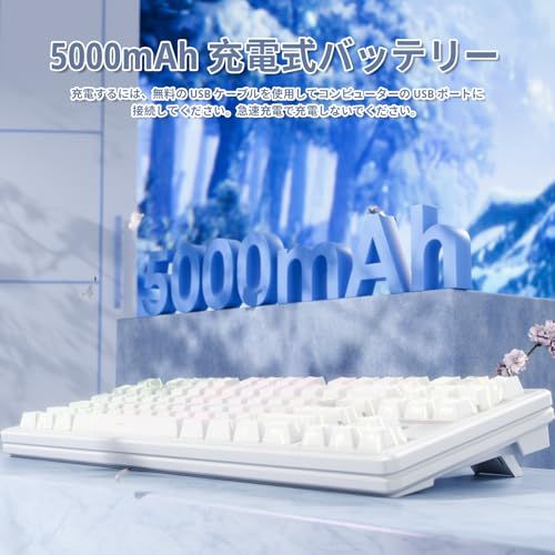 ATTACK SHARK M87PRO コンパクト 3モード メカニカルキーボード Bluetooth/ワイヤレス/有線 2.4GHz TYPE-C 87キー 80% 配列 RGBライト ホットスワップ対応 ガスケット構造 ゲーミングキーボード 白翡翠 shu
