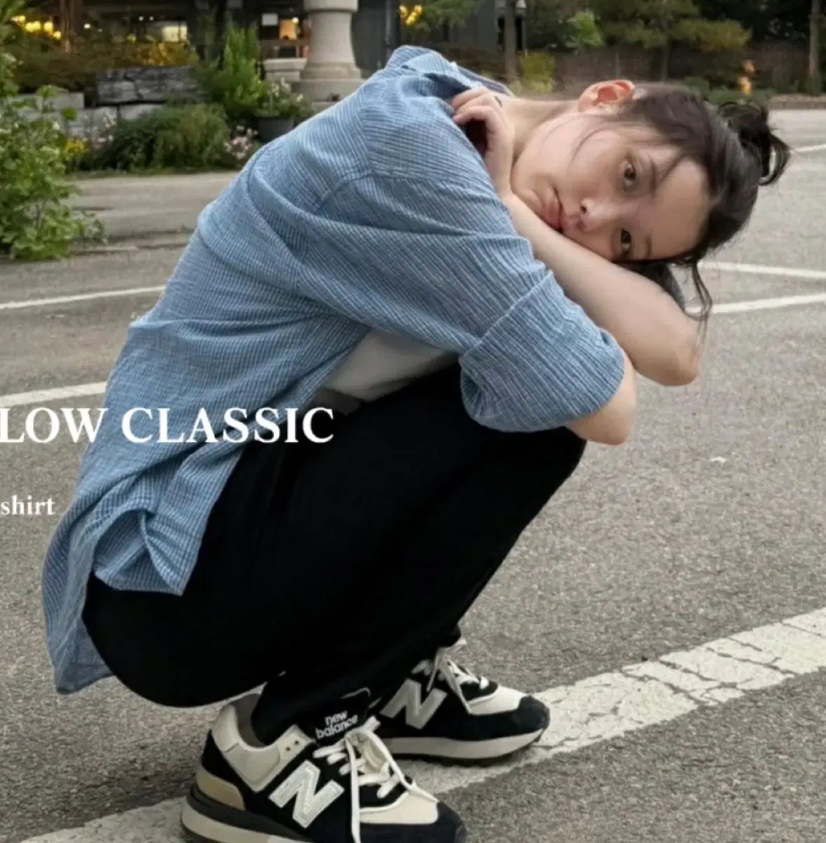 LOW CLASSIC LC オーバーサイズ CHECK シャツ ブルー L サイズ