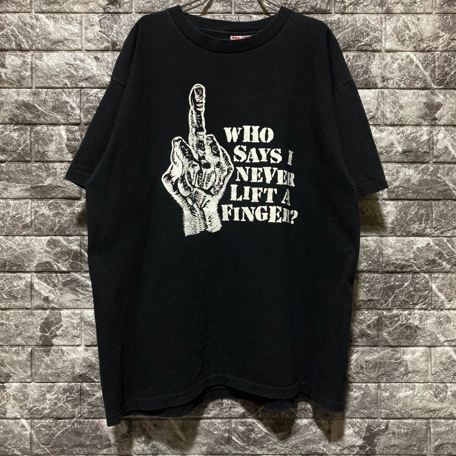FINGER Tシャツ USA製 指差し FUCK YOU ハンドサイン Tシャツ L BLACK
