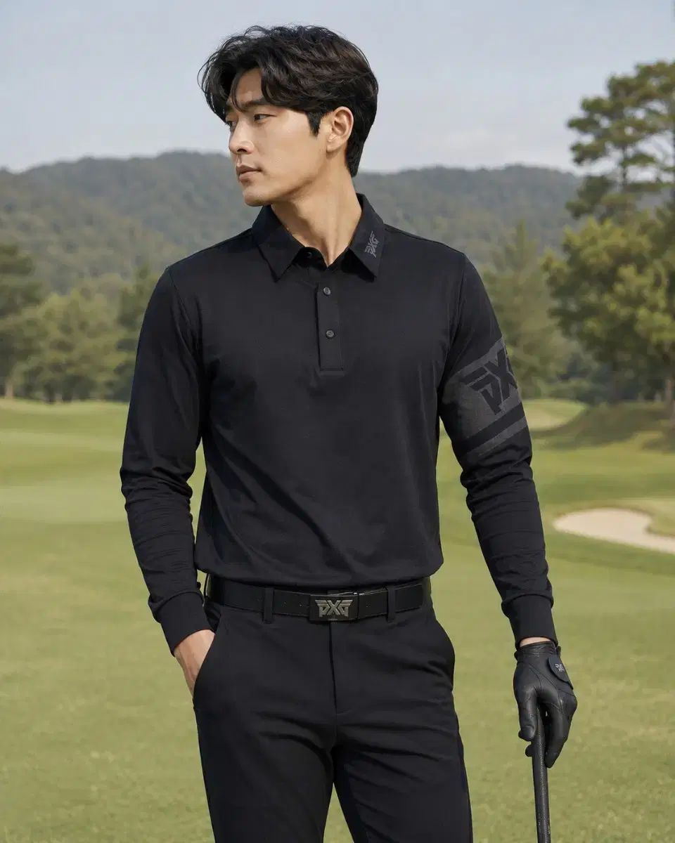 正規品 PXGゴルフ メンズショルダーパネル長袖ポロシャツ 100