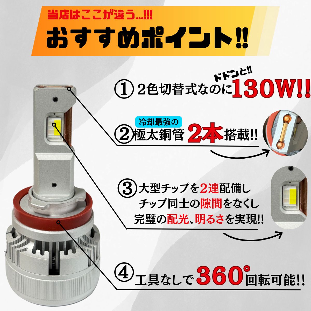 超爆光！H8/H11/H16 ディープブルー×ホワイト 2色切替フォグランプ 