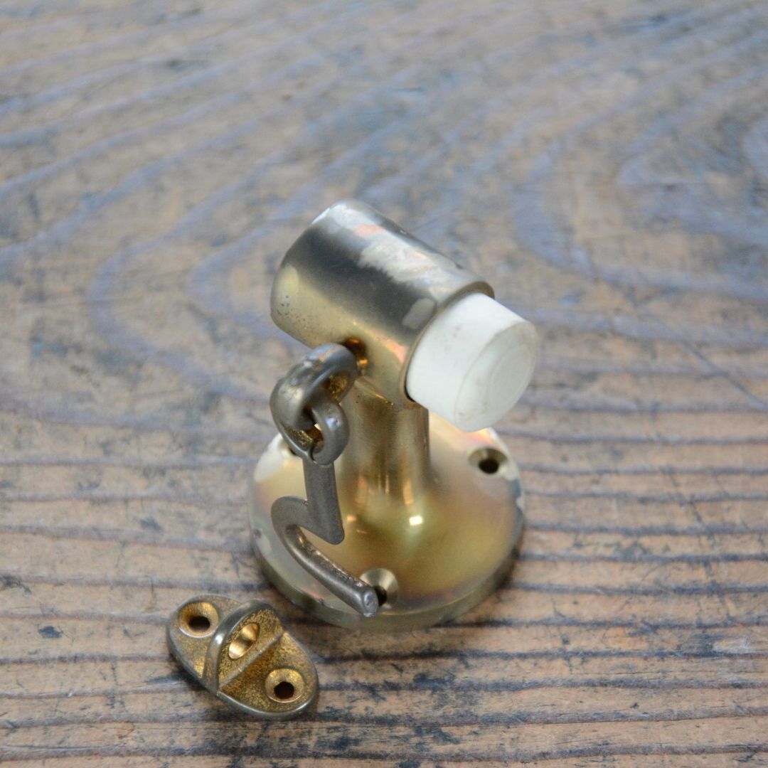 No.9203 古い戸当り 床付 真鍮鋳物 40mm 未使用 デッドストック 日本製