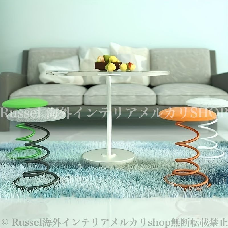 チェア 椅子 スプリングチェア スツール シンプル モダン ホワイト オレンジ グリーン グレー リビング ダイニング くるくる デザイン 4-7