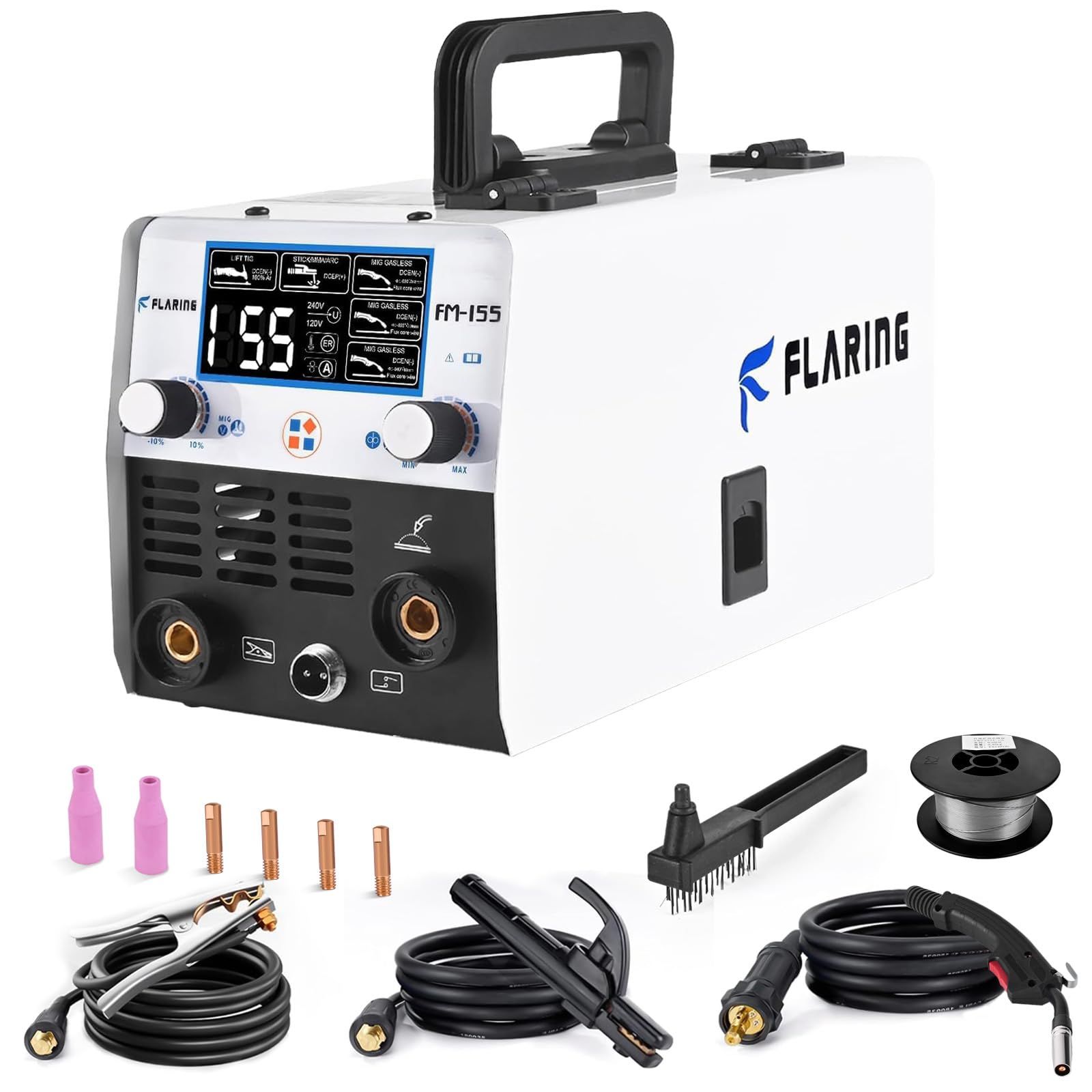 【新品】半自動溶接機 3 in 1 ノンガス MIG 溶接/アーク溶接/LIFT TIG IGBT 搭載 100V 最大出力 120A 大型LEDデジタル画面電流電圧調整 小型軽量 スパッタ少 家庭用 DIY 修理 車両整備 軟鋼/炭素鋼/鋳 ae563023
