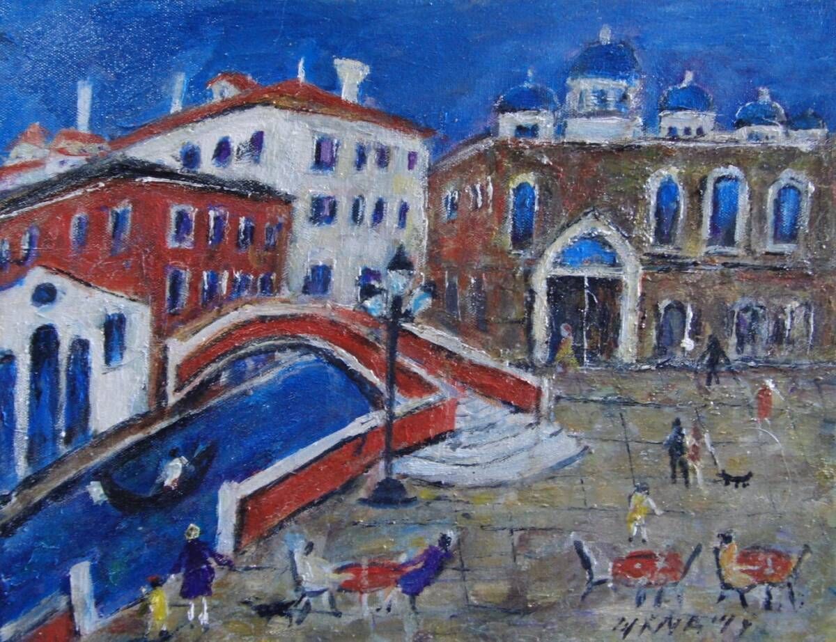 ≪国美協≫南 美穂子、『ベネチア』、油彩画、F6号：40,9×31,8cm、油絵一点物、新品高級油彩額付、直筆サイン・真作保証付 117,000円
